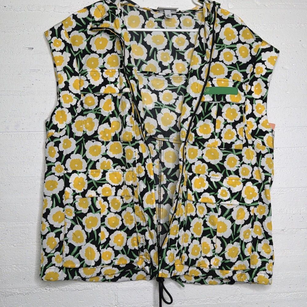 Diane Von Fürstenberg x Target Hooded Vest XS Whimisical Outdoor Gropcore Floral - Picture 5 of 12